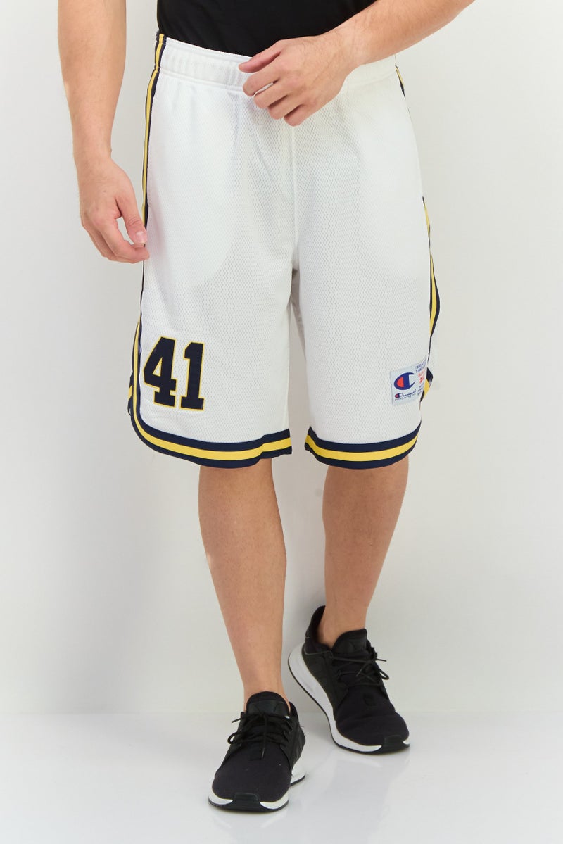 Champion Men Sportswear Fit Brand Logo Training Shorts, White Combo  - Image 1