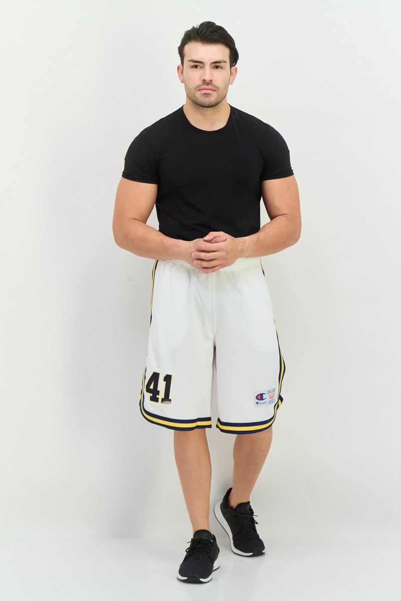 Champion Men Sportswear Fit Brand Logo Training Shorts, White Combo  - Image 4