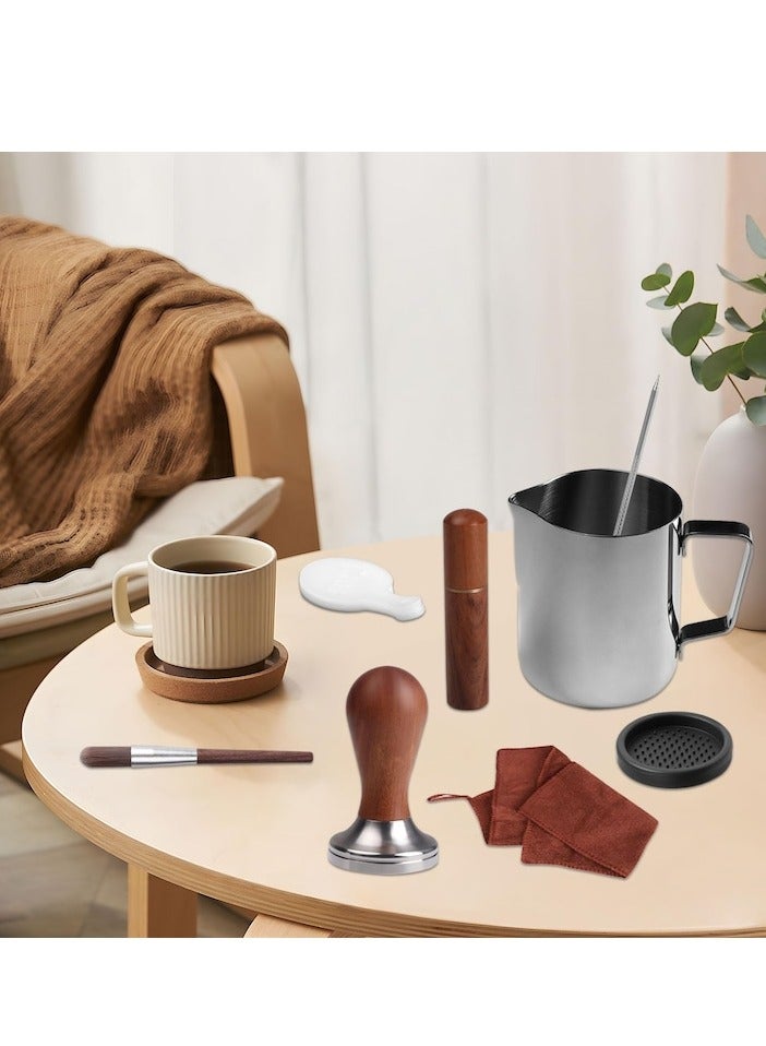 XiuWoo 23 PCS Espresso Tamper Set, with 51mm Espresso Tamper,WDT Tool,Frothing Pitcher,Tamper Mat,Barista Towel,Coffee Brush,Latte Art Pen and Decorative Stencils  - Image 5