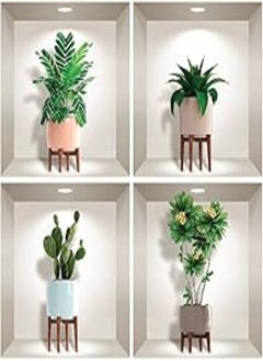3D Effect Sticker - Scandinavian plants and vases (60x60 cm)