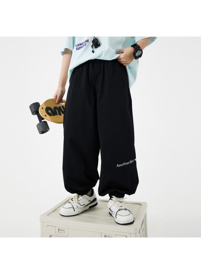 Boys' Summer Color-blocking Reflective Ice Silk Anti-mosquito Long Pants  New Children's Straight Loose Thin Pants