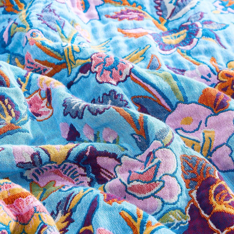 XIBLC Fall Blanket for Bed, 100% Cotton Soft Rustic Boho Throw Blanket Quilt, 50"x60" Farmhouse Decor Bed Flower Blankets, Light Weight Reversible Bohemian Throw Quilt - Image 5