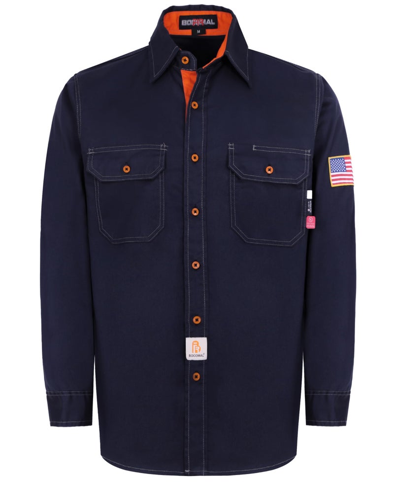 BOCOMAL FR Shirts for Men Flame Resistant Light Weight NFPA2112 Fire Retardant Welding Shirt Water & Oil Repellent Finish - Image 1