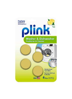 Plink 4-Piece Lemon Scented Washer and Dishwasher Freshener Cleaner Yellow 79.2 g  - Image 1
