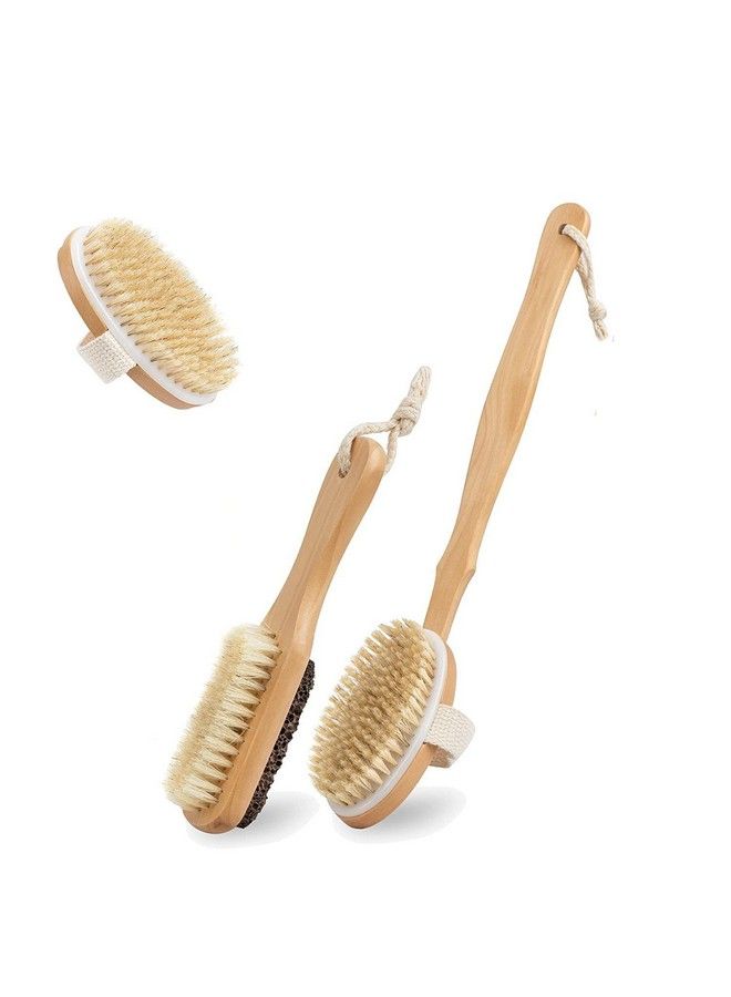 Amzgear Body Brush For Wet And Dry Brushing Gentle Exfoliating For Glowing Skinget Rid Of Your Cellulite And Dry Skin Gentle Massage Nodes Loofah For Women Long Wooden Handle (Detatchable) - Image 1