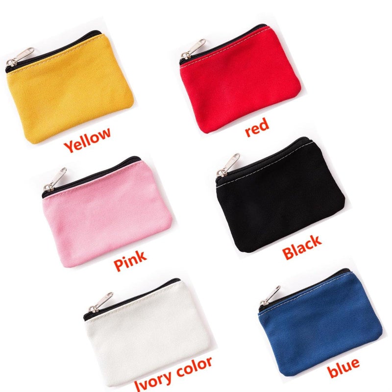 WDCFXY Canvas Coin Purse Set, 3.1 x 5.1 inches, 6 Pack, Assorted Colors - Image 3
