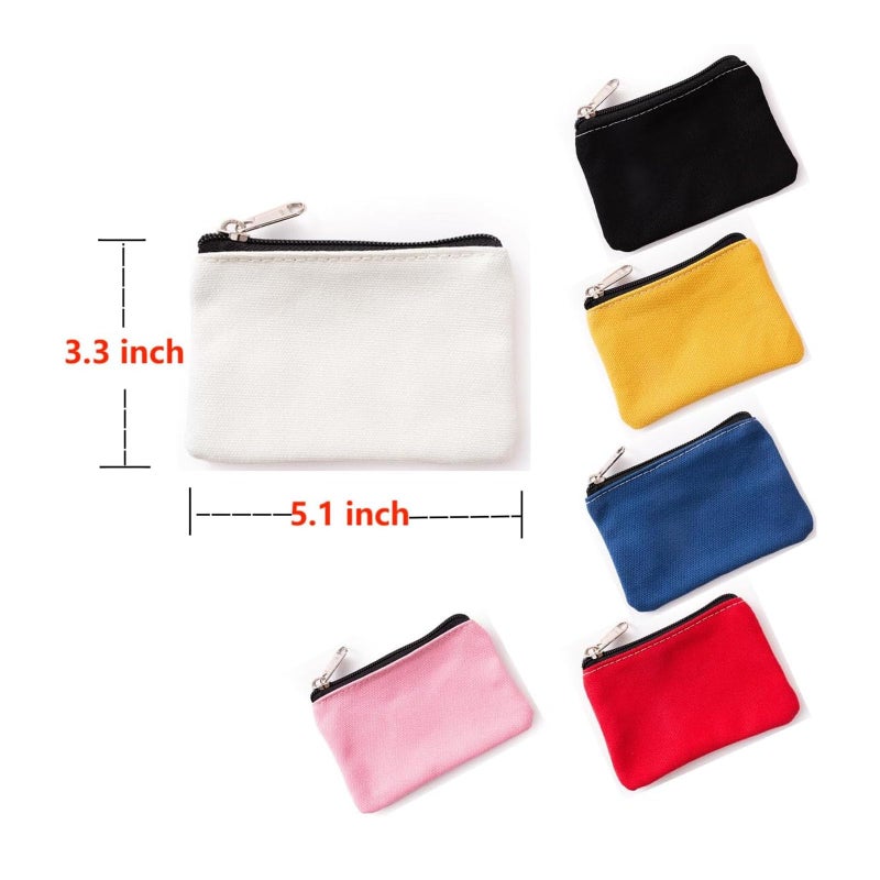 WDCFXY Canvas Coin Purse Set, 3.1 x 5.1 inches, 6 Pack, Assorted Colors - Image 2