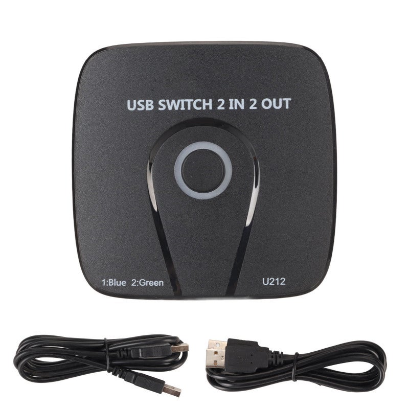 KCEVE 2 In 2 Out USB Switcher Sharing Keyboard Mouse for 2 Computers - USB 2.0 Switch Selector Hub with ABS Material for Desktop - Image 1