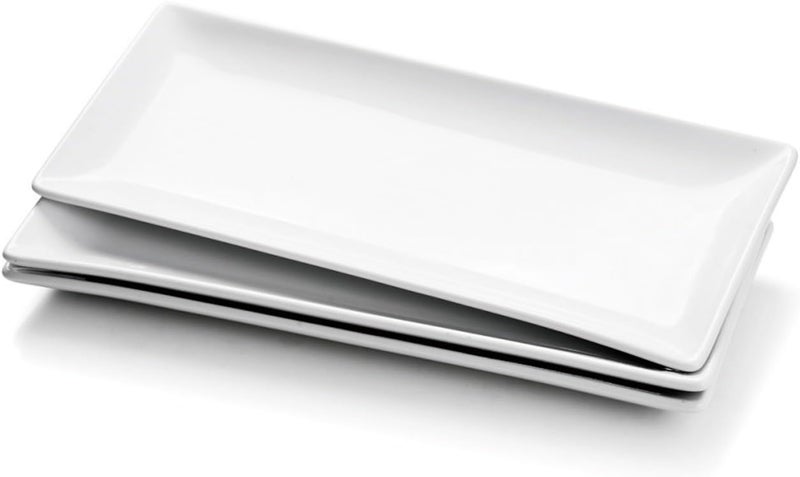 Miicol Porcelain Serving Platters Set of 3 Large Serving Trays 14 Inch White Rectangle Plates Ceramic Serving Dishes for Party Restaurant Buffet Steak Dessert Salad Fruit Microwave Safe - Image 1