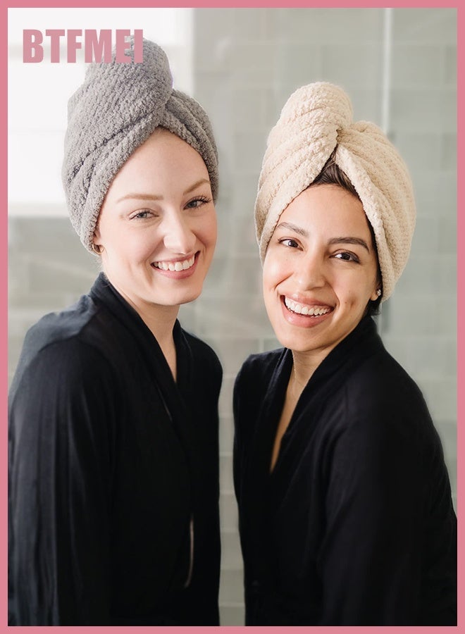 BTFMEI 4 Packs Microfiber Hair Towel Wrap for Women, Super Absorbent and Quick Dry Hair Drying Towels with Button, Hair Turbans for Curly Hair Long or Short Hair - Anti-Frizz  - Image 5