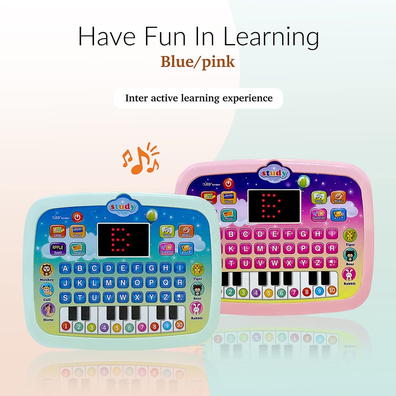 Kid Tablet Toddler Learning Pad Learning Toys With Screen Educational Toys Fun Gifts Music Piano ABC Numbers Words Spell Animals For Boys And Girls 3 5 Pink - Image 2