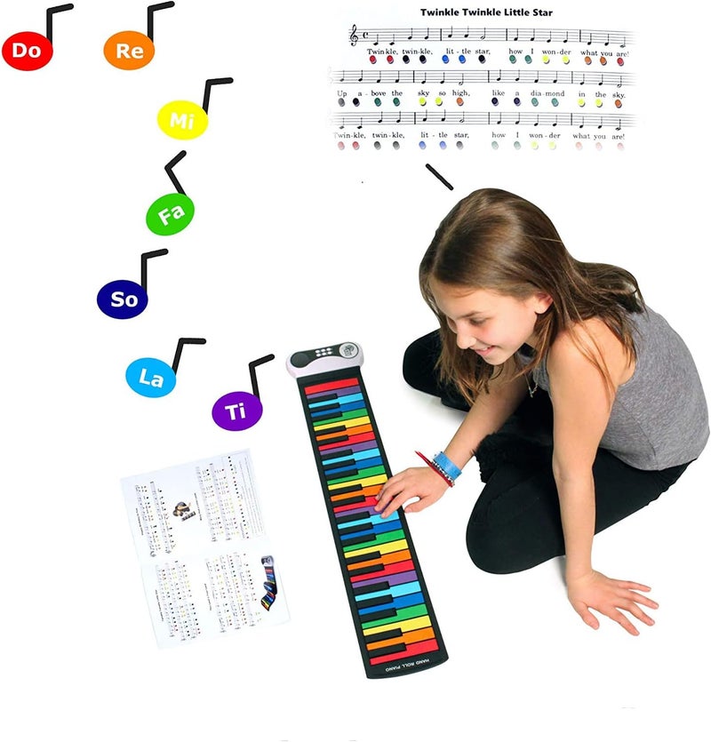 comfrt Roll Up Piano, Silicone Piano Pad, Portable 49 Keys Electric Organ Piano with Foldable Keyboard Musical Instruments Educational Gift for People of All Ages - Image 2