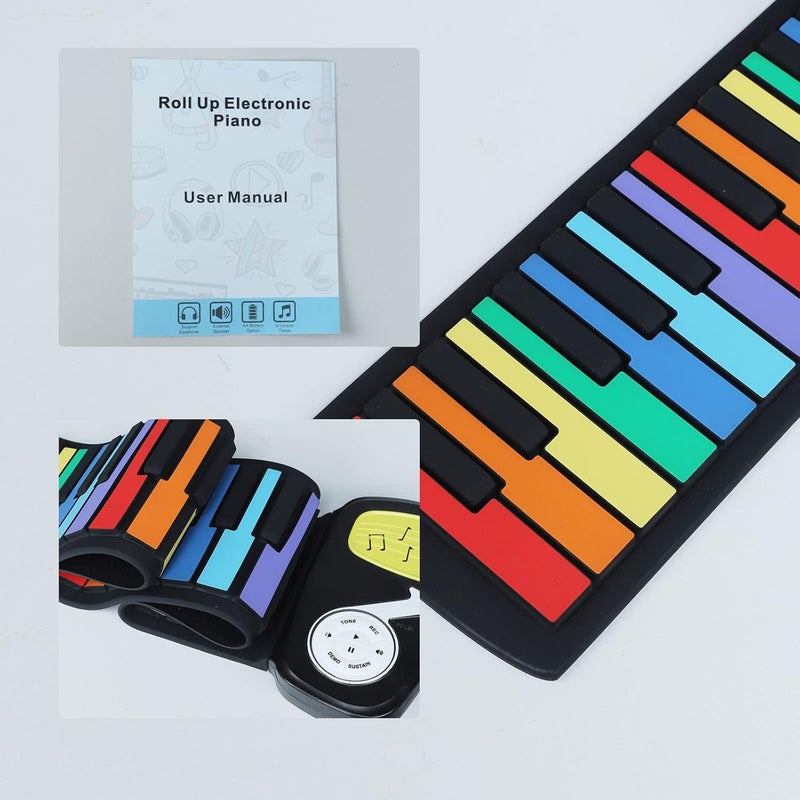 comfrt Roll Up Piano, Silicone Piano Pad, Portable 49 Keys Electric Organ Piano with Foldable Keyboard Musical Instruments Educational Gift for People of All Ages - Image 5