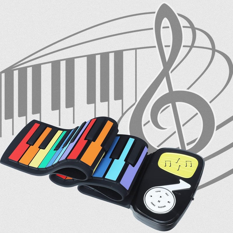 comfrt Roll Up Piano, Silicone Piano Pad, Portable 49 Keys Electric Organ Piano with Foldable Keyboard Musical Instruments Educational Gift for People of All Ages - Image 1