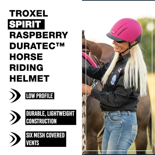 Troxel Spirit Full Coverage Horse Riding Helmet, Low-Profile & Adjustable Safety Horseback Riding Gear, Extra Small (6-1/4 - 6-1/2), Raspberry Duratec - Image 2