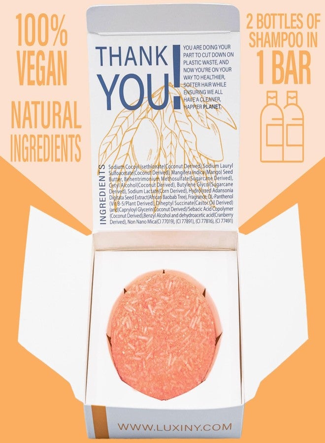 Luxiny Mango Shampoo and Conditioner Bar Set - Sulfate-Free, 1 Shampoo Bar (60g) & 1 Conditioner Bar (50g) for Normal/Dry Damaged Hair, Made in USA - Image 2