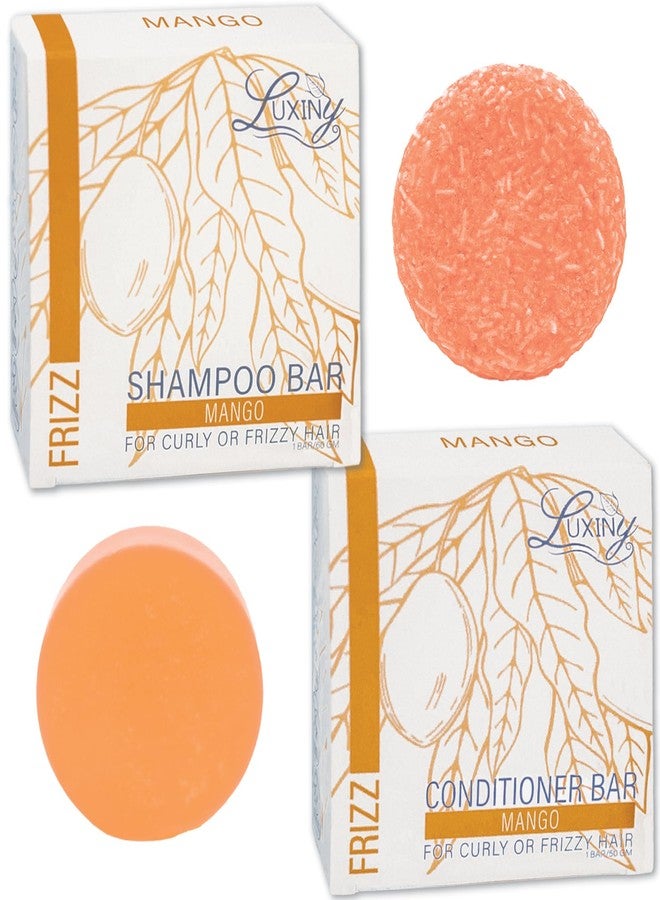 Luxiny Mango Shampoo and Conditioner Bar Set - Sulfate-Free, 1 Shampoo Bar (60g) & 1 Conditioner Bar (50g) for Normal/Dry Damaged Hair, Made in USA - Image 1