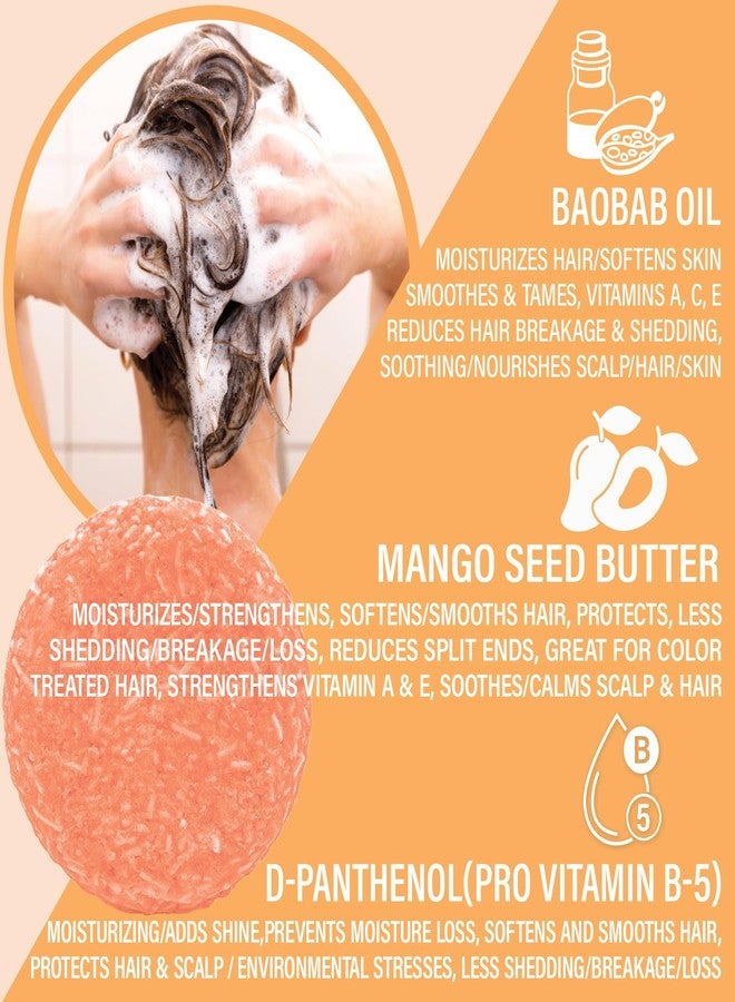Luxiny Mango Shampoo and Conditioner Bar Set - Sulfate-Free, 1 Shampoo Bar (60g) & 1 Conditioner Bar (50g) for Normal/Dry Damaged Hair, Made in USA - Image 3