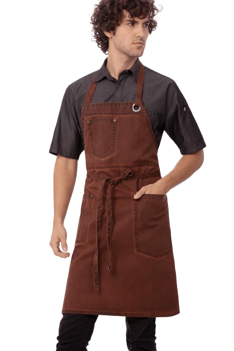Chef Works Unisex Dorset Bib Apron, Rust, One Size