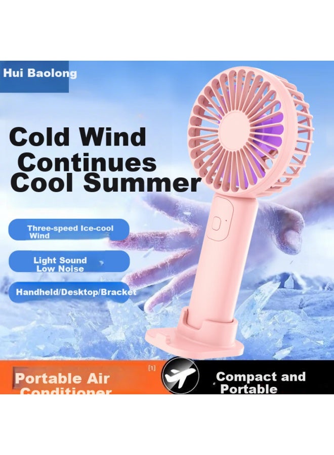 Hboalg Usb Handheld Mini Fan Portable Compact Electric Fan For Outdoor, Desktop, Office, Student Dormitory, Powerful Rechargeable High-power Small Fan Pink - Image 1