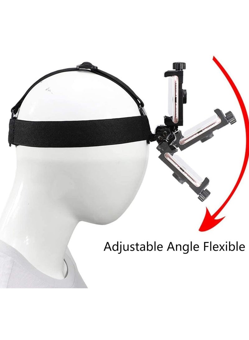 Head Mounted Mobile Phone Mount First Person View Live Shooting Bracket Head Mount Strap Compatible with iPhone Smartphones 4 inch to 7 inch and Action Camera GoPro - Image 3