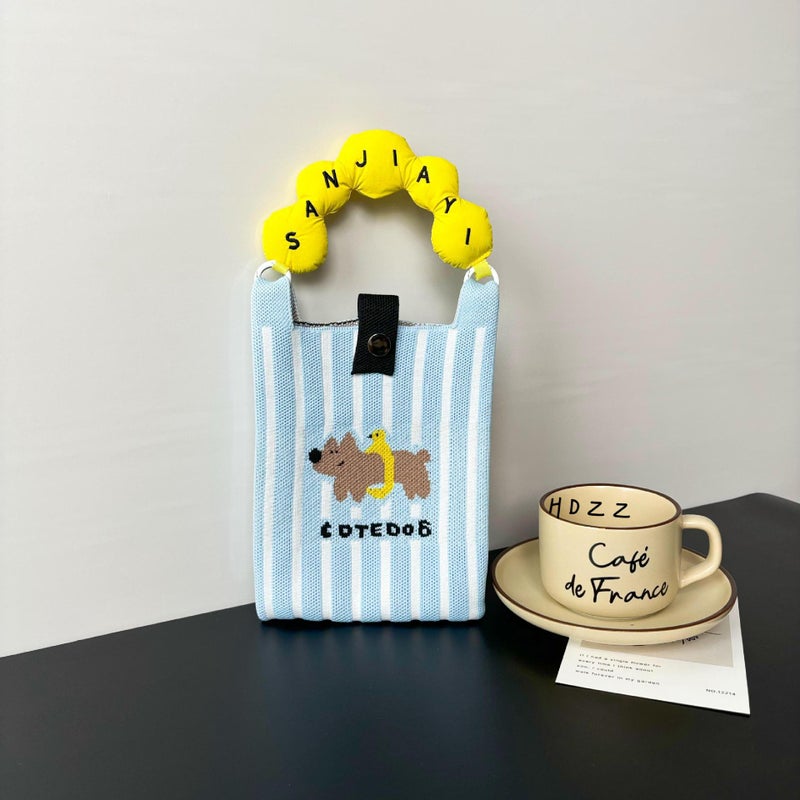 Advanced Sense Ins New Mobile Phone Bag Cute Cartoon Knitted Bag Niche Design Trendy Shoulder Crossbody Shoulder Bag - Image 3