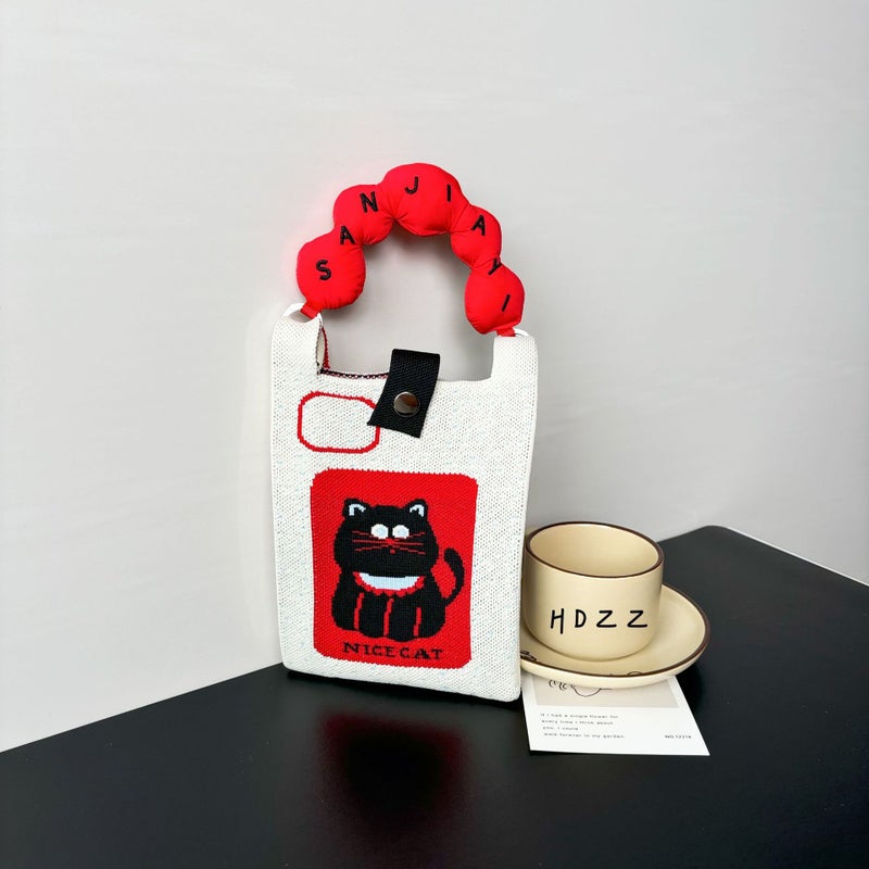 Advanced Sense Ins New Mobile Phone Bag Cute Cartoon Knitted Bag Niche Design Trendy Shoulder Crossbody Shoulder Bag - Image 5