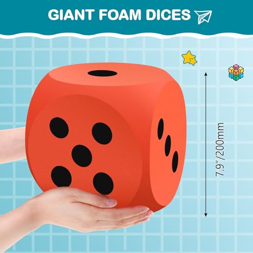 Shappy 79 Inches Foam Dice Fun Filled Large Educational Toy Kawaii Giant Dice Jumbo Decorative EVA Foam Big Square Building Blocks for Board Game Learning Sessions1 PcOrange - Image 5