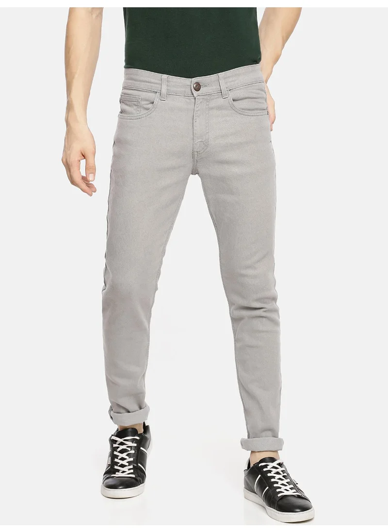 The Indian Garage Co Men Grey Cotton Slim Fit Jeans