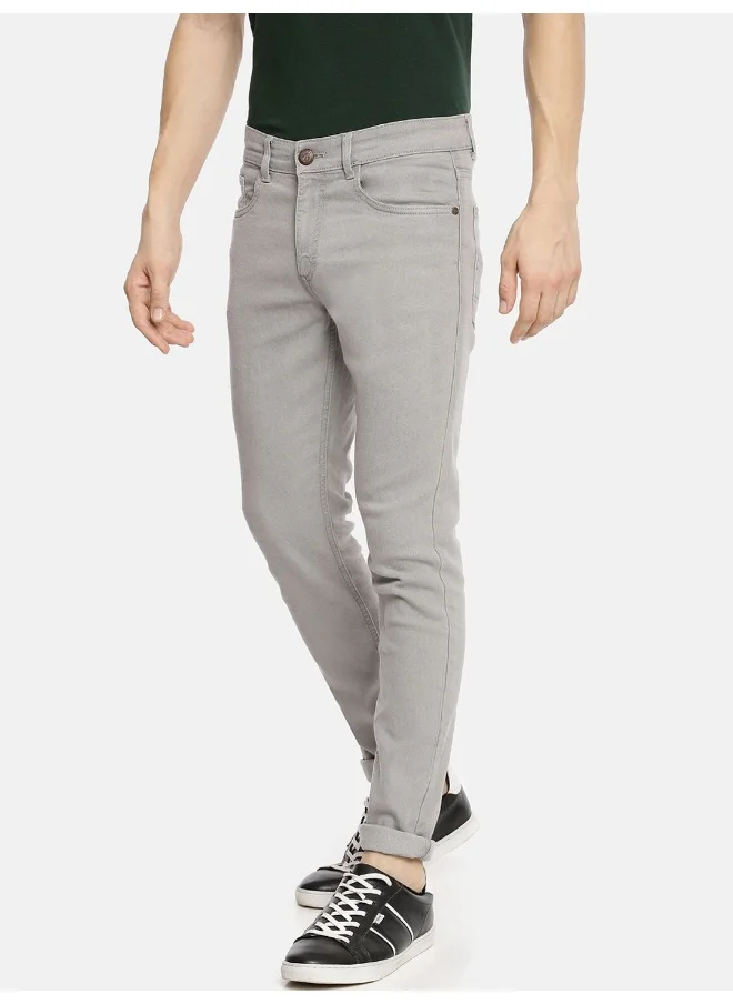 The Indian Garage Co Men Grey Cotton Slim Fit Jeans