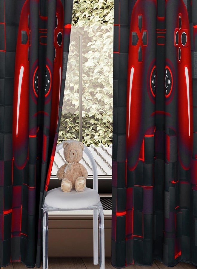 PERFEMET Gamer Blackout Curtains for Boys Room 2 Panels Black Red Gaming Controller Kids Teens Curtain Drapes Cool Darkening Bedroom Living Room Grommet Window Drapes(Red, 52x84inch) - Image 3