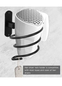 Bukela Hair Dryer Holder Bathroom Hair Care Stainless Tool Holder Wall Mount Hair Dryer and Straightener Holder Screws for Wall Mount Bathroom Wall Mount Hair Care Professional Styling Tool (Black)  - Image 4