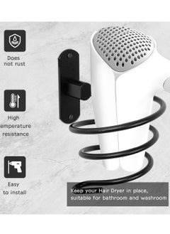 Bukela Hair Dryer Holder Bathroom Hair Care Stainless Tool Holder Wall Mount Hair Dryer and Straightener Holder Screws for Wall Mount Bathroom Wall Mount Hair Care Professional Styling Tool (Black)  - Image 3