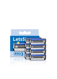 LetsShave Pro 3 Advance Manual Shaving Razor Blades Refills (Cartridge), Pack Of 8, Ultra Sharp 3 Blades, Blades For Men Face & Head  - Image 1