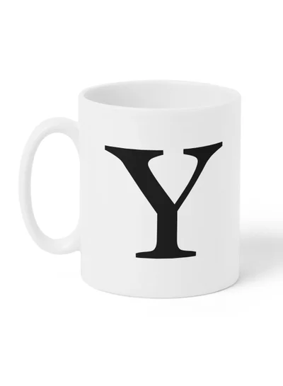 LOWHA 11 oz Ceramic Mug with Letter Y Design on Both Sides