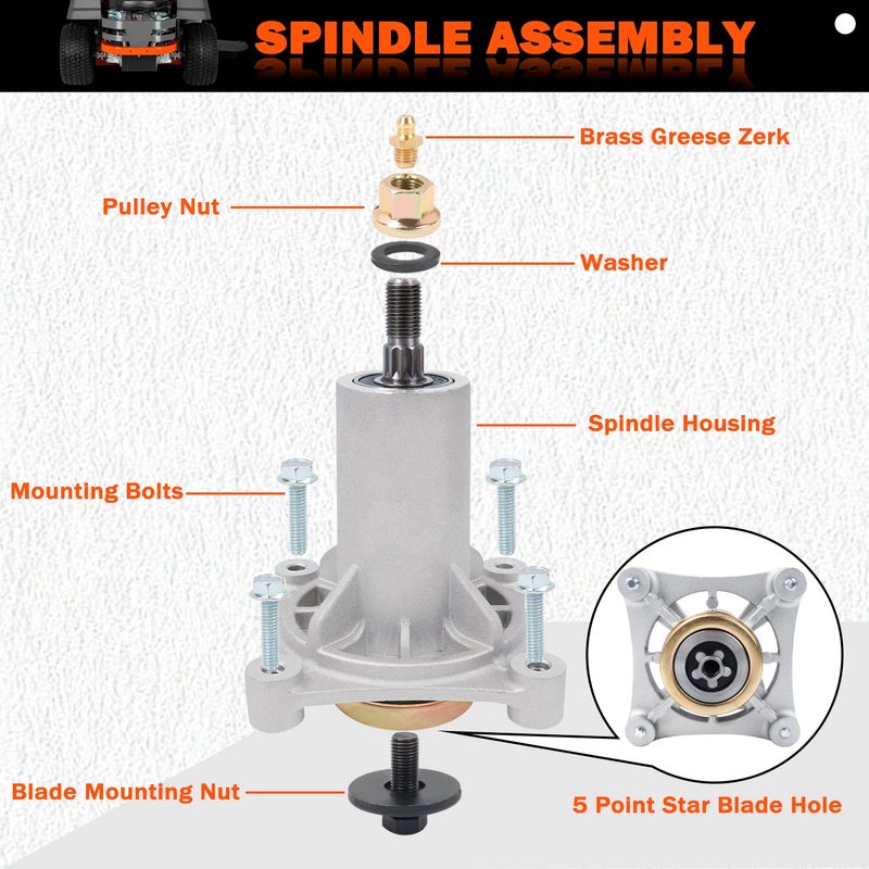 KOOTANS 187292 Spindle Assembly Fit for Husqvarna 587820301 587819701 532187281 587125401 532192870 532187281 539112057 YTH22V46 YTH24V48, Ariens 21546238 21549012 and 42" 46" 48" 54" Mower Deck - Image 3