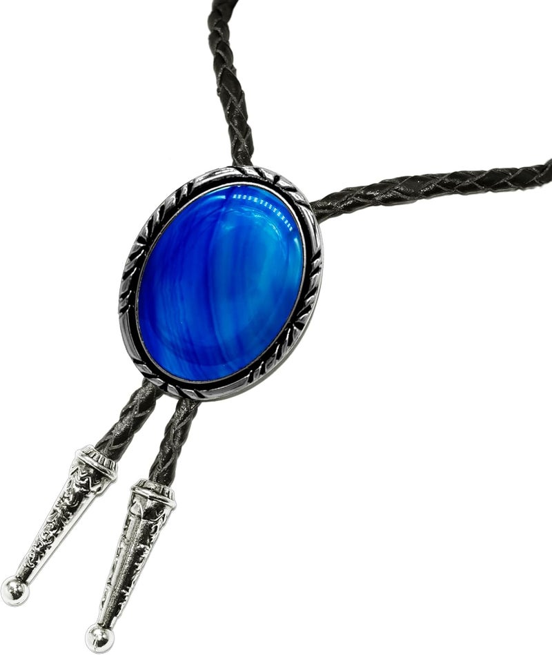Moranse Bolo Tie with Natural Tiger Eye Stone Celtic Style Genuine and Cowhide Rope - Image 4