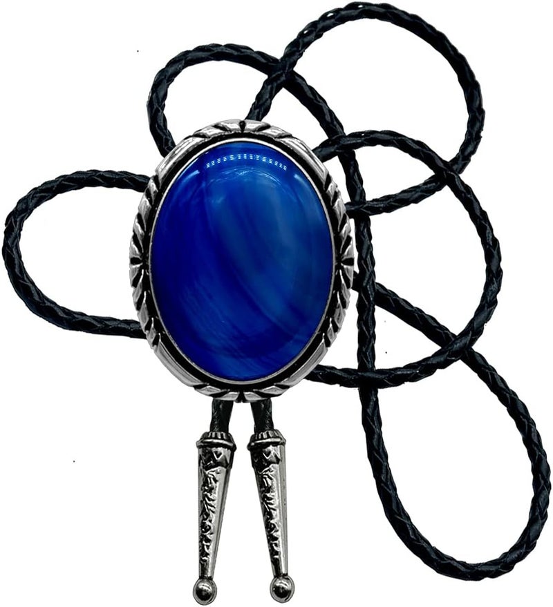 Moranse Bolo Tie with Natural Tiger Eye Stone Celtic Style Genuine and Cowhide Rope - Image 1