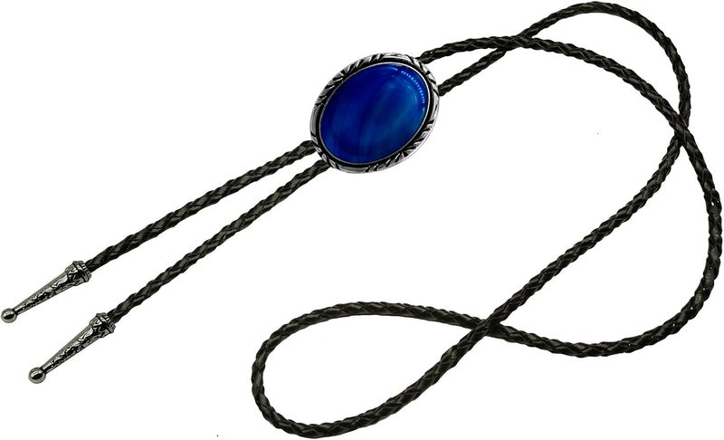 Moranse Bolo Tie with Natural Tiger Eye Stone Celtic Style Genuine and Cowhide Rope - Image 2