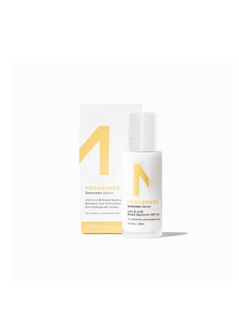 ZITSTICKA - ZitSticka MEGASHADE Sunscreen Serum for Face w/SPF 50-30ml UVA/UVB Protection - Ideal Skin Care for Breakout Prone & Sensitive Skin - Lightweight & Dermatologist Tested - Image 1
