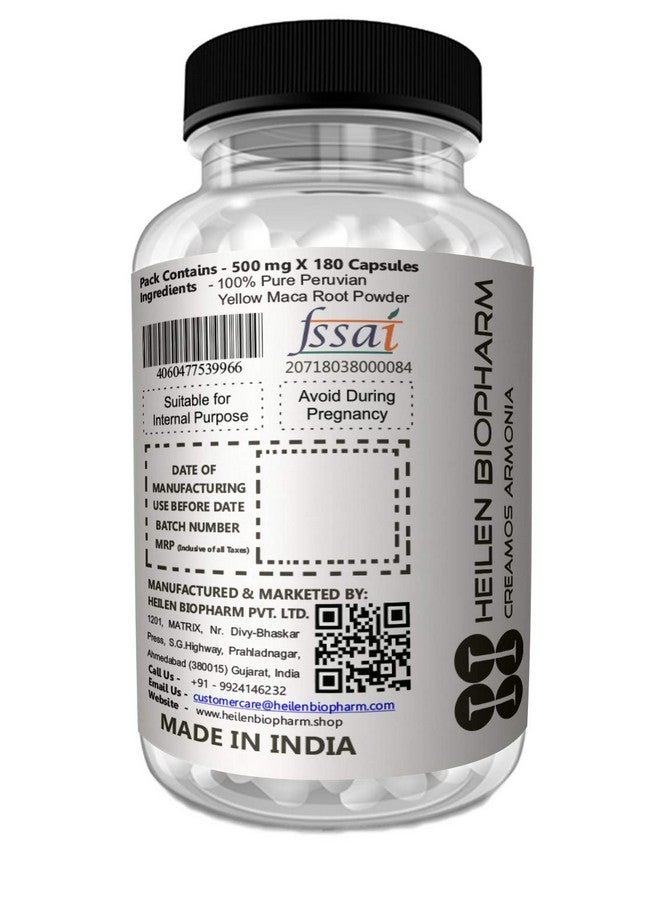 Heilen Biopharm Peruvian Yellow Maca Root Powder Capsules Health Improvement - 500 mg x 180 Per Bottle Pack of 1 - Image 2