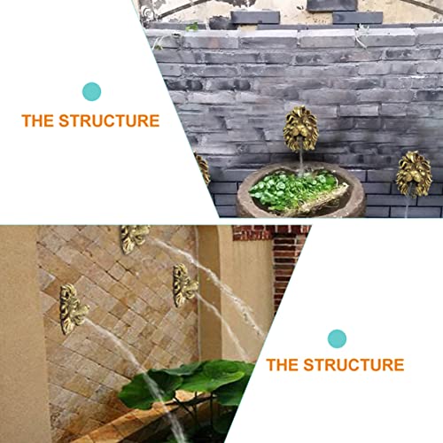 YARNOW Lion Head 3-Piece Pond Fountain Nozzle Set - Gray Stone Resin - Electric Powered - Image 3