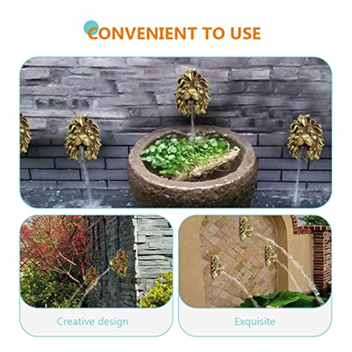 YARNOW Lion Head 3-Piece Pond Fountain Nozzle Set - Gray Stone Resin - Electric Powered - Image 5