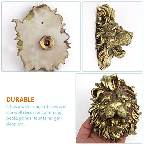 YARNOW Lion Head 3-Piece Pond Fountain Nozzle Set - Gray Stone Resin - Electric Powered - Image 4