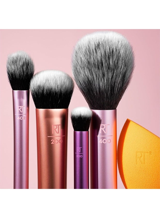 RT Real Techniques 6 Piece Everyday Essentials Makeup Brush Set, Includes 4 Brushes & 2 Makeup Sponges, For Foundation, Blush, Bronzer, Contour, Eyeshadow, & Powder, Travel Gift Set, Cruelty-Free & Vegan - Image 3