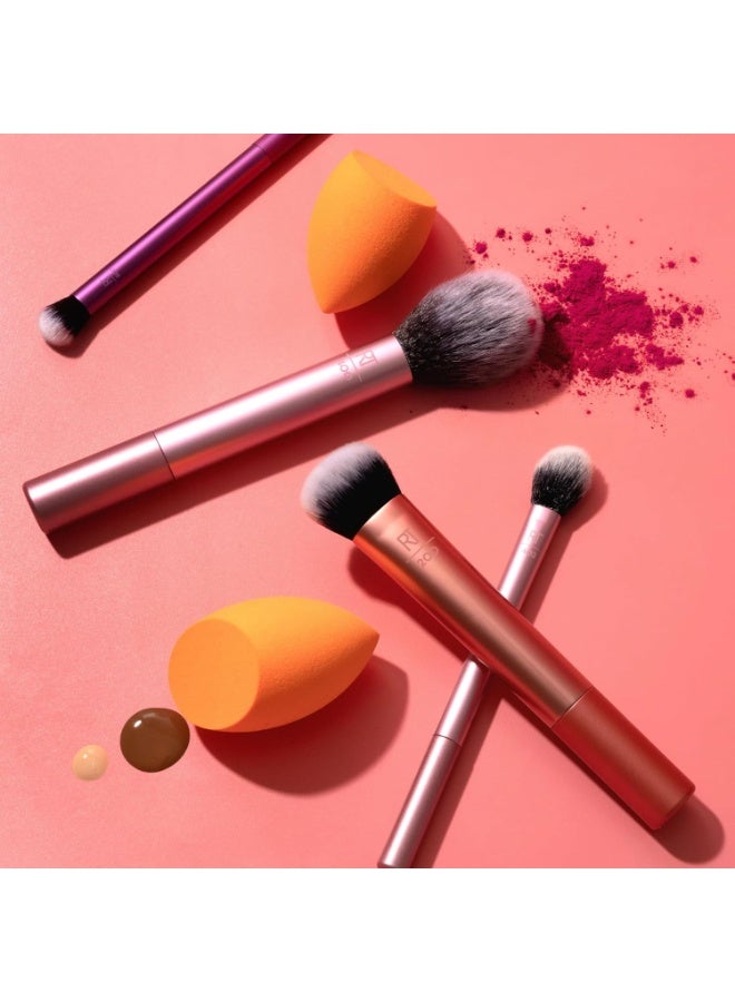 RT Real Techniques 6 Piece Everyday Essentials Makeup Brush Set, Includes 4 Brushes & 2 Makeup Sponges, For Foundation, Blush, Bronzer, Contour, Eyeshadow, & Powder, Travel Gift Set, Cruelty-Free & Vegan - Image 2