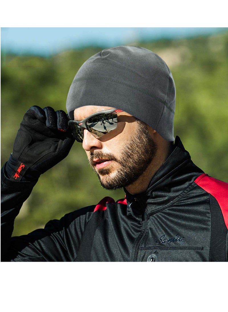 Thermal Running Hat for Men & Women - Winter Beanie for Cycling, Skiing, Jogging & Snowboarding (Gray) - Image 5