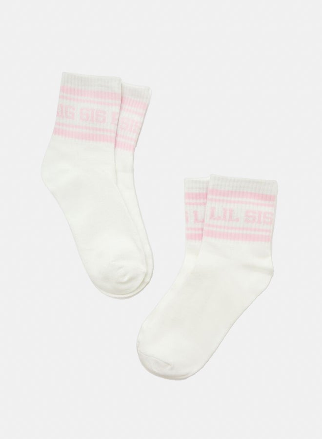 FOREVER 21 Big Sis Lil Sis Crew Socks Set - 2 pack  - Image 2