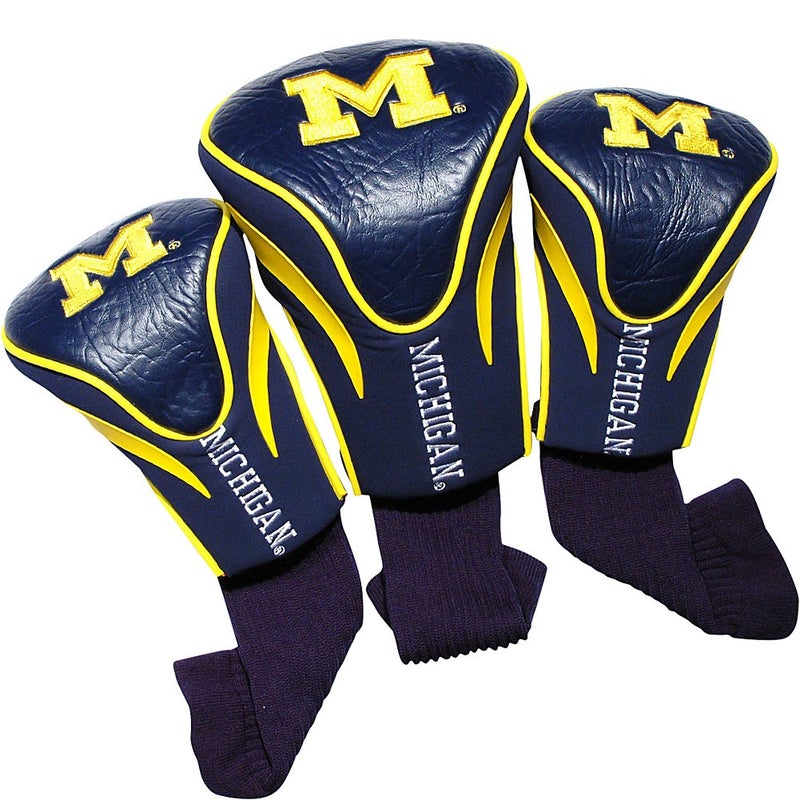 Team Golf NCAA Michigan Wolverines Contour Golf Club Headcovers (3 Count) Numbered 1, 3, & X, Fits Oversized Drivers, Utility, Rescue & Fairway Clubs, Velour lined for Extra Club Protection - Image 1