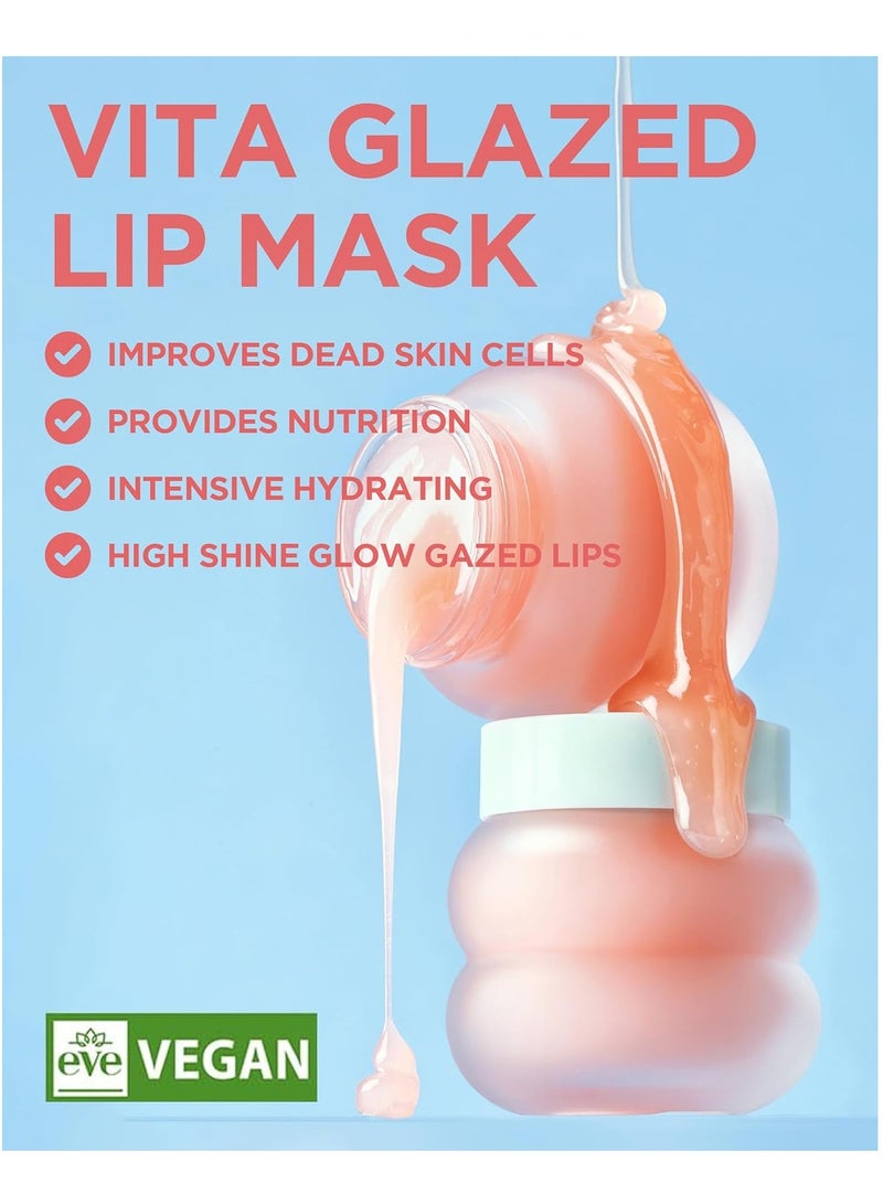 توكوبو قناع الشفاه توكوبو فيتا جليزد 20 مل | قناع تقشير وتغذية للشفاه، أحمر شفاه خفيف لخطوط الشفاه أثناء النوم، كريم ليلي فائق الترطيب للعناية بالشفاه - Image 2